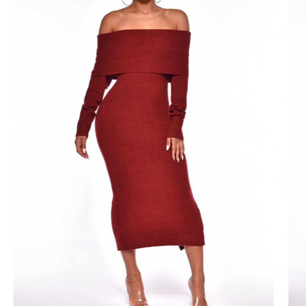 Red Burgundy Sweater Dress